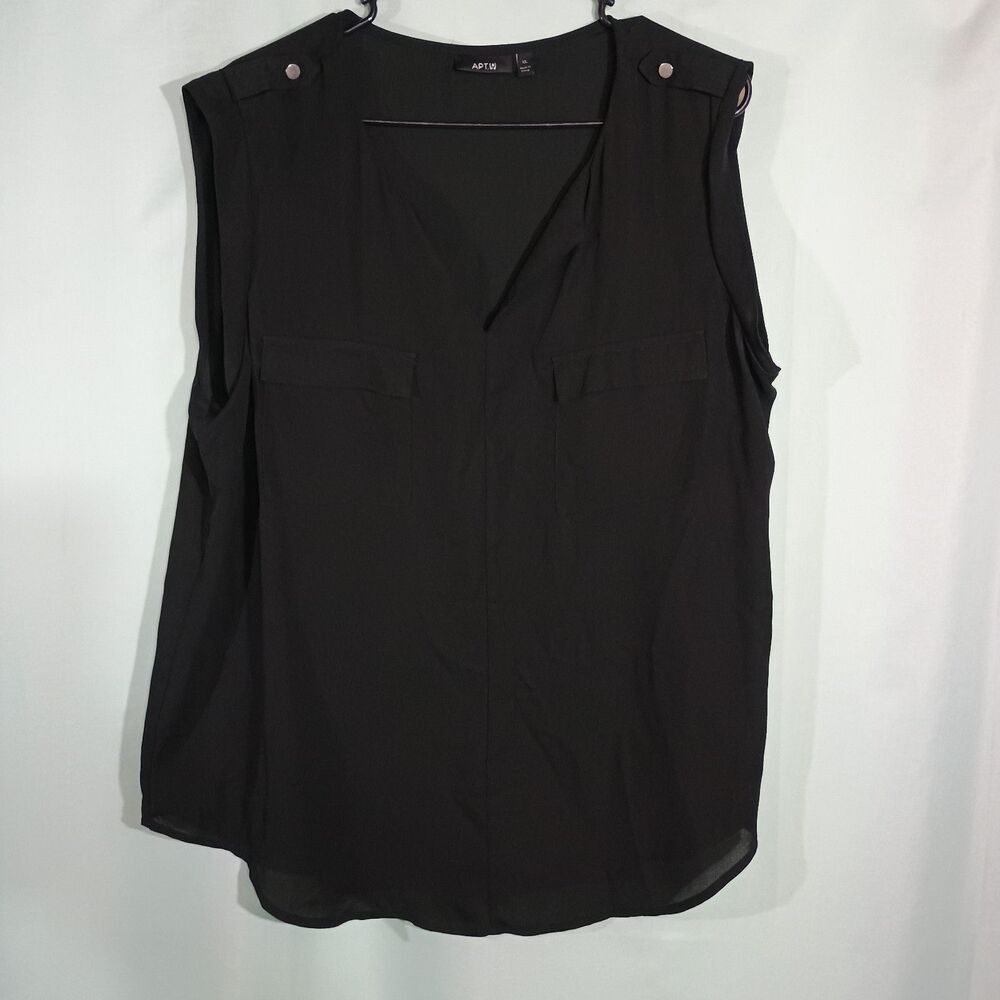 Apt. 9 Black Sleeveless Blouse – V-Neck Lightweight Career Casual Top Women